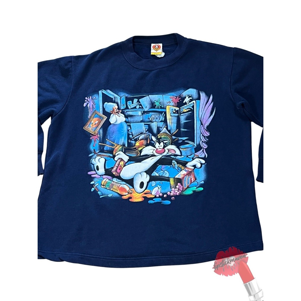 Vintage Looney Tunes Sweatshirt Oversized Sylvester Tweety Bird‎ Granny 90s Y2K